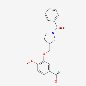 B2364259 3-[(1-Benzoylpyrrolidin-3-yl)methoxy]-4-methoxybenzaldehyde CAS No. 2094554-12-6