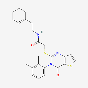 molecular formula C24H27N3O2S2 B2364311 N-[2-(cyclohex-1-en-1-yl)ethyl]-2-{[3-(2,3-dimethylphenyl)-4-oxo-3,4-dihydrothieno[3,2-d]pyrimidin-2-yl]sulfanyl}acetamide CAS No. 1291854-21-1