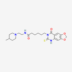 molecular formula C23H32N4O4S B2364341 N-(2-(4-methylpiperidin-1-yl)ethyl)-6-(8-oxo-6-thioxo-5,6-dihydro-[1,3]dioxolo[4,5-g]quinazolin-7(8H)-yl)hexanamide CAS No. 688053-53-4