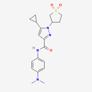 molecular formula C19H24N4O3S B2364354 N-[4-(dimethylamino)phenyl][1-(1,1-dioxothiolan-3-yl)-5-cyclopropylpyrazol-3-y l]carboxamide CAS No. 942651-79-8