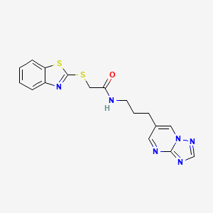 N-(3-([1,2,4]triazolo[1,5-a]pyrimidin-6-yl)propyl)-2-(benzo[d]thiazol-2-ylthio)acetamide