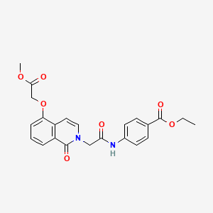 molecular formula C23H22N2O7 B2364372 ethyl 4-{2-[5-(2-methoxy-2-oxoethoxy)-1-oxo-1,2-dihydroisoquinolin-2-yl]acetamido}benzoate CAS No. 868225-22-3