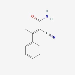 molecular formula C11H10N2O B2364389 2-Cyano-3-phenylbut-2-enamide CAS No. 91137-68-7