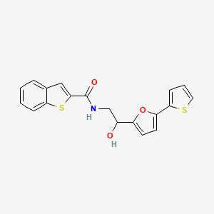molecular formula C19H15NO3S2 B2364401 N-[2-Hydroxy-2-(5-thiophen-2-ylfuran-2-yl)ethyl]-1-benzothiophene-2-carboxamide CAS No. 2310144-55-7