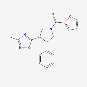 molecular formula C18H17N3O3 B2364425 Furan-2-yl(3-(3-methyl-1,2,4-oxadiazol-5-yl)-4-phenylpyrrolidin-1-yl)methanone CAS No. 2034416-91-4