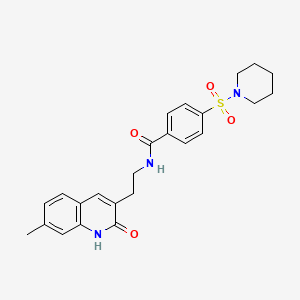 molecular formula C24H27N3O4S B2364431 N-[2-(7-methyl-2-oxo-1,2-dihydroquinolin-3-yl)ethyl]-4-(piperidine-1-sulfonyl)benzamide CAS No. 851405-26-0