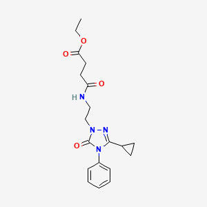 molecular formula C19H24N4O4 B2364440 ethyl 4-((2-(3-cyclopropyl-5-oxo-4-phenyl-4,5-dihydro-1H-1,2,4-triazol-1-yl)ethyl)amino)-4-oxobutanoate CAS No. 1396758-46-5