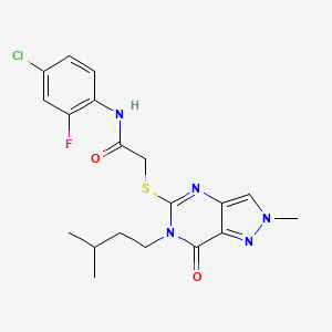 molecular formula C19H21ClFN5O2S B2364496 N-(4-chloro-2-fluorophenyl)-2-{[2-methyl-6-(3-methylbutyl)-7-oxo-2H,6H,7H-pyrazolo[4,3-d]pyrimidin-5-yl]sulfanyl}acetamide CAS No. 1111245-07-8