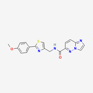 molecular formula C18H15N5O2S B2364501 N-[[2-(4-Methoxyphenyl)-1,3-thiazol-4-yl]methyl]imidazo[1,2-b]pyridazine-6-carboxamide CAS No. 2415562-06-8