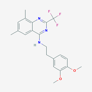 molecular formula C21H22F3N3O2 B2364515 N-(3,4-dimethoxyphenethyl)-6,8-dimethyl-2-(trifluoromethyl)quinazolin-4-amine CAS No. 701247-02-1