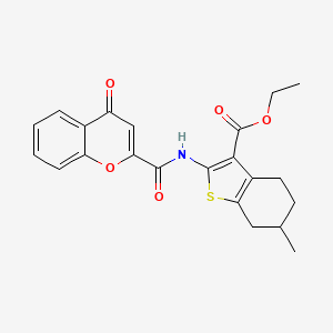 molecular formula C22H21NO5S B2364543 ethyl 6-methyl-2-(4-oxo-4H-chromene-2-carboxamido)-4,5,6,7-tetrahydrobenzo[b]thiophene-3-carboxylate CAS No. 361478-85-5