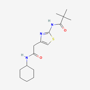 molecular formula C16H25N3O2S B2364557 N-(4-(2-(cyclohexylamino)-2-oxoethyl)thiazol-2-yl)pivalamide CAS No. 923184-30-9