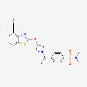 molecular formula C20H18F3N3O4S2 B2364558 N,N-dimethyl-4-(3-((4-(trifluoromethyl)benzo[d]thiazol-2-yl)oxy)azetidine-1-carbonyl)benzenesulfonamide CAS No. 1421455-56-2
