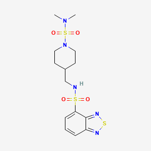 molecular formula C14H21N5O4S3 B2364570 N-((1-(N,N-dimethylsulfamoyl)piperidin-4-yl)methyl)benzo[c][1,2,5]thiadiazole-4-sulfonamide CAS No. 2034294-41-0