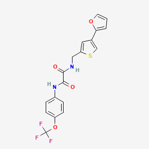 molecular formula C18H13F3N2O4S B2364581 N-[[4-(Furan-2-yl)thiophen-2-yl]methyl]-N'-[4-(trifluoromethoxy)phenyl]oxamide CAS No. 2379987-21-8