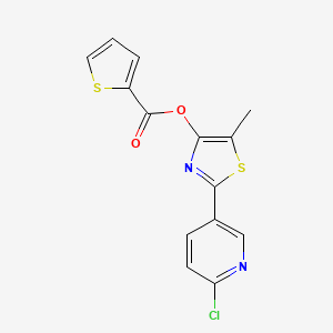 molecular formula C14H9ClN2O2S2 B2364587 2-(6-Chloro-3-pyridinyl)-5-methyl-1,3-thiazol-4-yl 2-thiophenecarboxylate CAS No. 400081-00-7