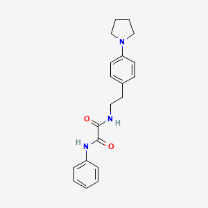 molecular formula C20H23N3O2 B2364645 N1-phenyl-N2-(4-(pyrrolidin-1-yl)phenethyl)oxalamide CAS No. 954012-45-4