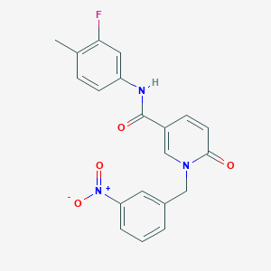 molecular formula C20H16FN3O4 B2364663 N-(3-fluoro-4-methylphenyl)-1-[(3-nitrophenyl)methyl]-6-oxo-1,6-dihydropyridine-3-carboxamide CAS No. 941885-22-9