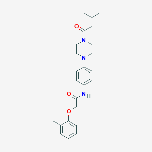 molecular formula C24H31N3O3 B236469 N-[4-[4-(3-methylbutanoyl)piperazin-1-yl]phenyl]-2-(2-methylphenoxy)acetamide 