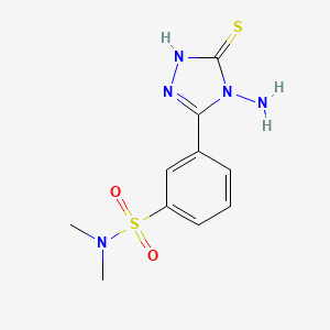 molecular formula C10H13N5O2S2 B2364703 3-(4-Amino-5-mercapto-4H-[1,2,4]triazol-3-yl)-N,N-dimethyl-benzenesulfonamide CAS No. 571154-99-9