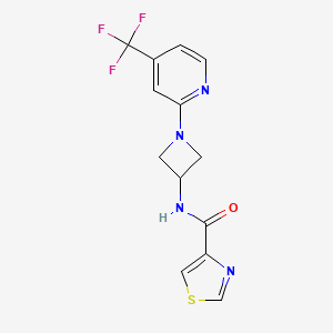 molecular formula C13H11F3N4OS B2364717 N-[1-[4-(Trifluoromethyl)pyridin-2-yl]azetidin-3-yl]-1,3-thiazole-4-carboxamide CAS No. 2415500-52-4