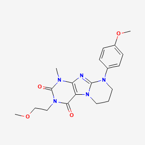 molecular formula C19H23N5O4 B2364780 3-(2-methoxyethyl)-9-(4-methoxyphenyl)-1-methyl-6,7,8,9-tetrahydropyrimido[2,1-f]purine-2,4(1H,3H)-dione CAS No. 844659-19-4