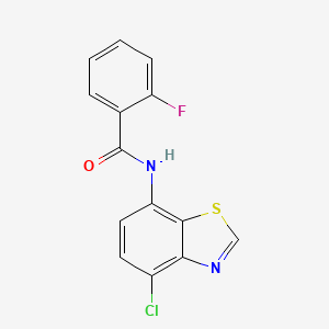 molecular formula C14H8ClFN2OS B2364796 N-(4-chloro-1,3-benzothiazol-7-yl)-2-fluorobenzamide CAS No. 941998-43-2