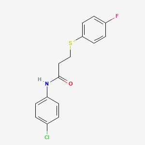 molecular formula C15H13ClFNOS B2364892 N-(4-chlorophenyl)-3-[(4-fluorophenyl)sulfanyl]propanamide CAS No. 896356-63-1