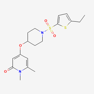 molecular formula C18H24N2O4S2 B2364896 4-((1-((5-ethylthiophen-2-yl)sulfonyl)piperidin-4-yl)oxy)-1,6-dimethylpyridin-2(1H)-one CAS No. 2034240-07-6