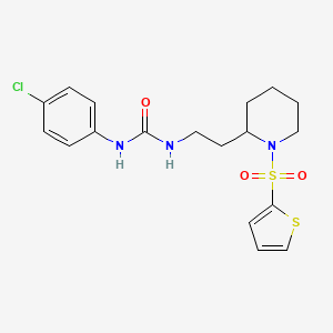 molecular formula C18H22ClN3O3S2 B2364897 1-(4-Chlorophenyl)-3-(2-(1-(thiophen-2-ylsulfonyl)piperidin-2-yl)ethyl)urea CAS No. 898446-48-5