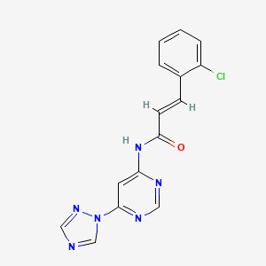 molecular formula C15H11ClN6O B2364899 (E)-N-(6-(1H-1,2,4-triazol-1-yl)pyrimidin-4-yl)-3-(2-chlorophenyl)acrylamide CAS No. 1448140-40-6