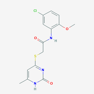 molecular formula C14H14ClN3O3S B2364930 N-(5-chloro-2-methoxyphenyl)-2-[(6-methyl-2-oxo-1,2-dihydropyrimidin-4-yl)sulfanyl]acetamide CAS No. 905665-44-3