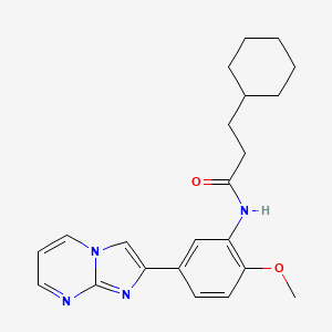 molecular formula C22H26N4O2 B2364933 3-cyclohexyl-N-(5-imidazo[1,2-a]pyrimidin-2-yl-2-methoxyphenyl)propanamide CAS No. 862810-65-9