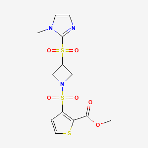 molecular formula C13H15N3O6S3 B2364961 methyl 3-((3-((1-methyl-1H-imidazol-2-yl)sulfonyl)azetidin-1-yl)sulfonyl)thiophene-2-carboxylate CAS No. 2309591-25-9