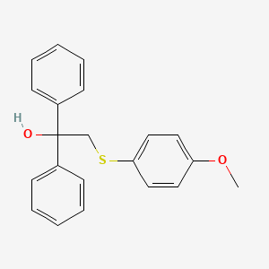 molecular formula C21H20O2S B2364992 2-[(4-Methoxyphenyl)sulfanyl]-1,1-diphenyl-1-ethanol CAS No. 303152-46-7