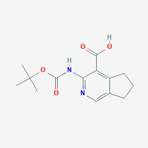 molecular formula C14H18N2O4 B2364999 3-[(2-Methylpropan-2-yl)oxycarbonylamino]-6,7-dihydro-5H-cyclopenta[c]pyridine-4-carboxylic acid CAS No. 2248407-79-4