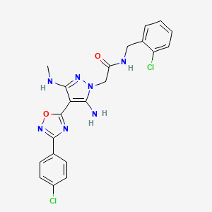 2-(5-amino-4-(3-(4-chlorophenyl)-1,2,4-oxadiazol-5-yl)-3-(methylamino)-1H-pyrazol-1-yl)-N-(2-chlorobenzyl)acetamide