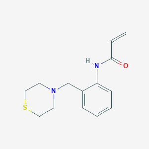 molecular formula C14H18N2OS B2365035 N-[2-(Thiomorpholin-4-ylmethyl)phenyl]prop-2-enamide CAS No. 2193937-12-9