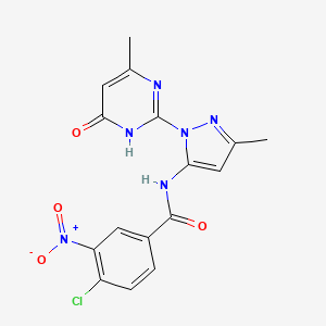4-chloro-N-(3-methyl-1-(4-methyl-6-oxo-1,6-dihydropyrimidin-2-yl)-1H-pyrazol-5-yl)-3-nitrobenzamide
