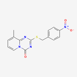molecular formula C15H12N4O3S B2365106 9-methyl-2-{[(4-nitrophenyl)methyl]sulfanyl}-4H-pyrido[1,2-a][1,3,5]triazin-4-one CAS No. 896344-46-0