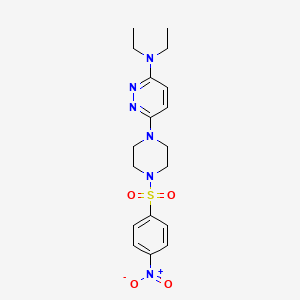 molecular formula C18H24N6O4S B2365109 N,N-diethyl-6-(4-((4-nitrophenyl)sulfonyl)piperazin-1-yl)pyridazin-3-amine CAS No. 899953-29-8