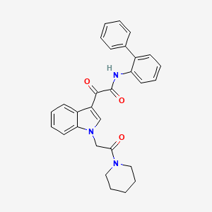 2-oxo-2-[1-(2-oxo-2-piperidin-1-ylethyl)indol-3-yl]-N-(2-phenylphenyl)acetamide