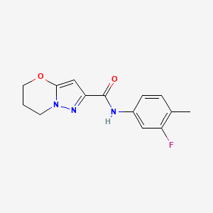 molecular formula C14H14FN3O2 B2365122 N-(3-fluoro-4-methylphenyl)-6,7-dihydro-5H-pyrazolo[5,1-b][1,3]oxazine-2-carboxamide CAS No. 1448066-64-5