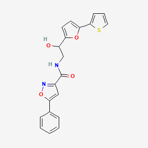 N-[2-Hydroxy-2-(5-thiophen-2-ylfuran-2-yl)ethyl]-5-phenyl-1,2-oxazole-3-carboxamide