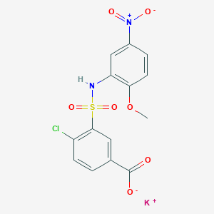molecular formula C14H10ClKN2O7S B2365150 Potassium 4-chloro-3-[(2-methoxy-5-nitrophenyl)sulfamoyl]benzoate CAS No. 1007190-15-9