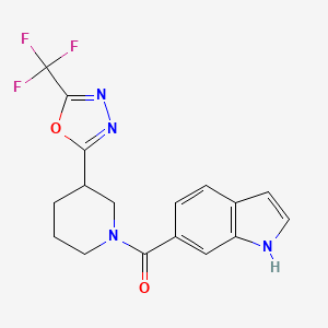 (1H-indol-6-yl)(3-(5-(trifluoromethyl)-1,3,4-oxadiazol-2-yl)piperidin-1-yl)methanone