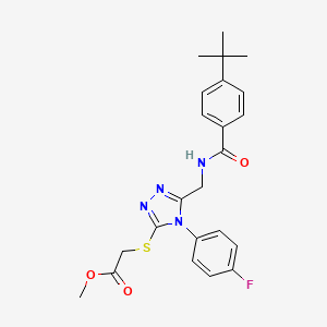 molecular formula C23H25FN4O3S B2365201 Methyl 2-[[5-[[(4-tert-butylbenzoyl)amino]methyl]-4-(4-fluorophenyl)-1,2,4-triazol-3-yl]sulfanyl]acetate CAS No. 689751-11-9
