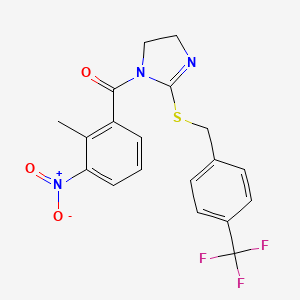 (2-methyl-3-nitrophenyl)(2-((4-(trifluoromethyl)benzyl)thio)-4,5-dihydro-1H-imidazol-1-yl)methanone