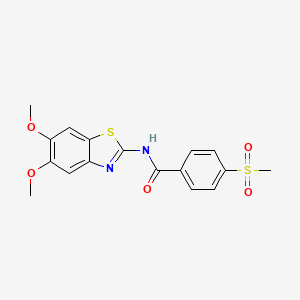 molecular formula C17H16N2O5S2 B2365222 N-(5,6-dimethoxy-1,3-benzothiazol-2-yl)-4-methanesulfonylbenzamide CAS No. 896361-46-9