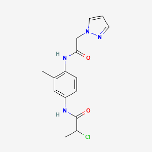 2-Chloro-N-[3-methyl-4-[(2-pyrazol-1-ylacetyl)amino]phenyl]propanamide